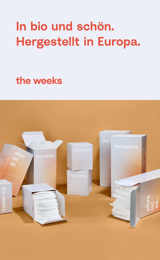 In bio und schön. Hergestellt in Europa. the weeks Bio-Wochenbetteinlagen